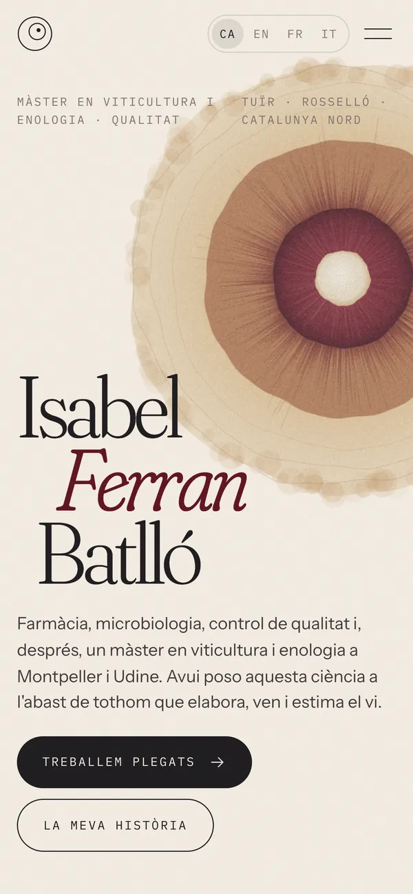 The homepage on a phone in Catalan: Treballem plegats