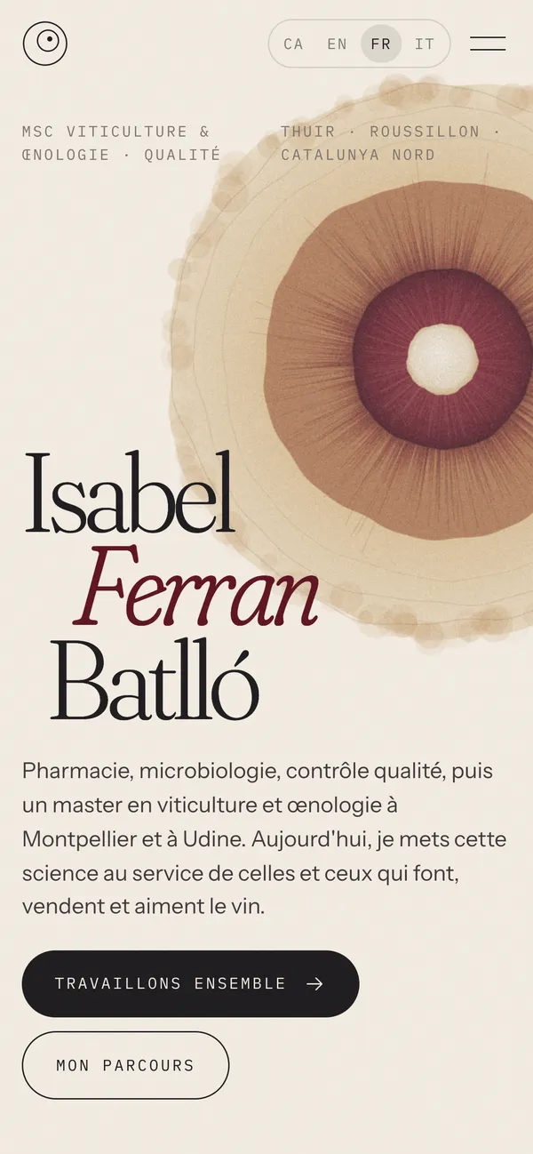 The homepage on a phone in French: Travaillons ensemble